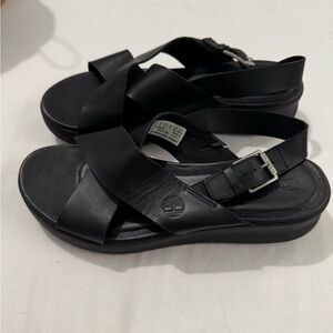 Timberland Black Sandals with Adjustable Ankle Strap